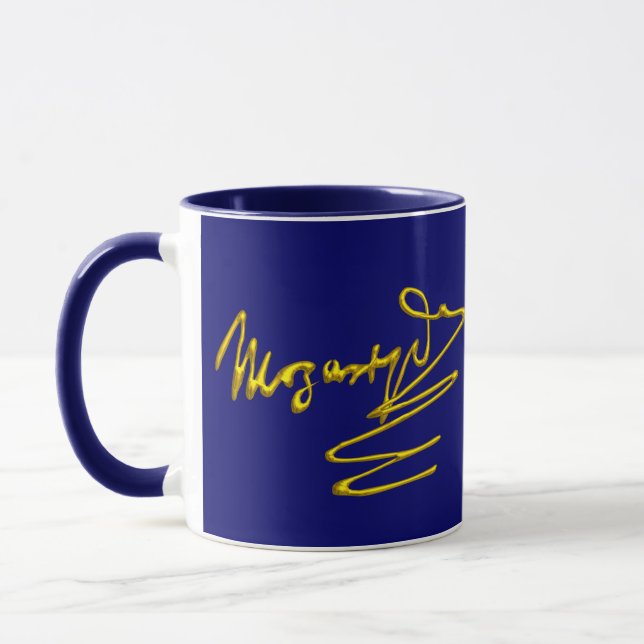 HOMAGE TO MOZART Gold Signature Of Composer Blue Mug (Left)