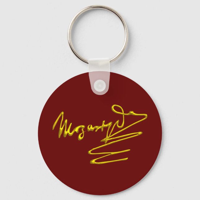 HOMAGE TO MOZART Gold Signature Of Composer Red Key Ring (Front)
