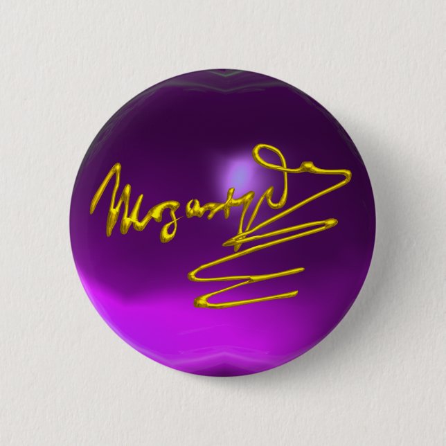 HOMAGE TO MOZART Gold Signature Purple Amethyst 6 Cm Round Badge (Front)