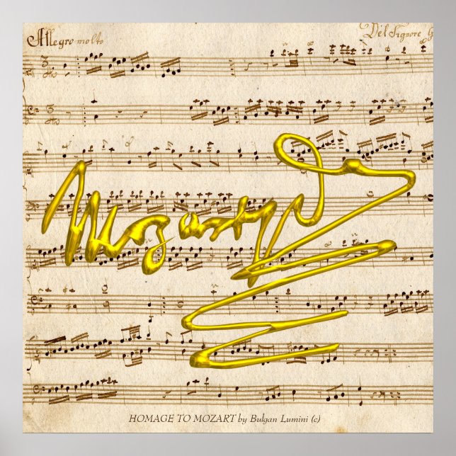 HOMAGE TO MOZART Signature,Music Sheet for piano Poster (Front)
