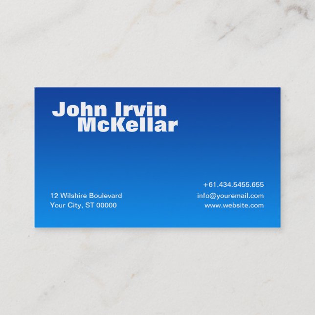Hombre Blue Gradient Business Card (Front)