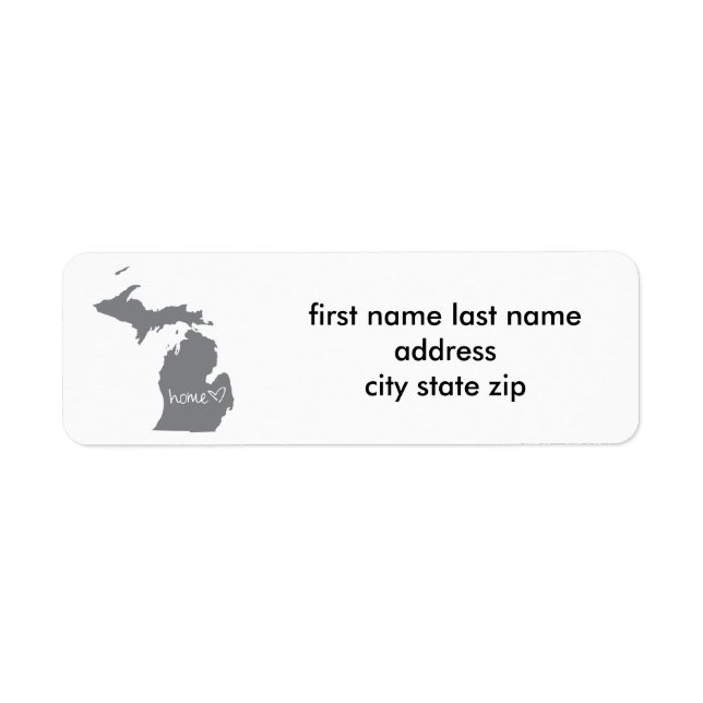 Home <3 Michigan Return Address Label (Front)