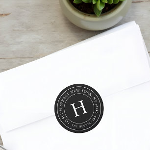 Home Address Modern Simple Chic Family Monogram Classic Round Sticker