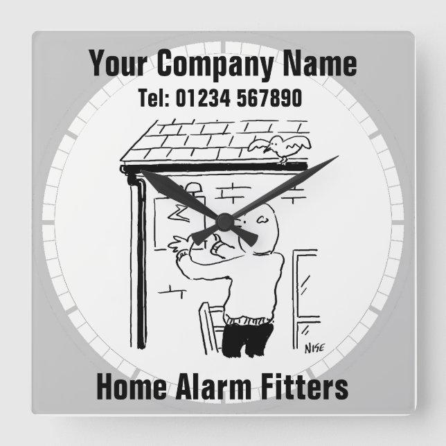 Home Alarm Fitter Cartoon Square Wall Clock (Front)