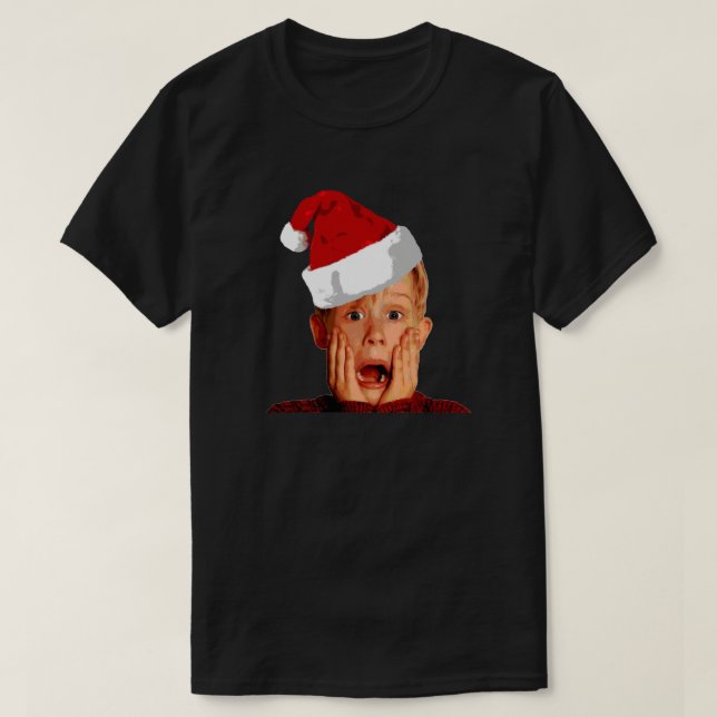 Home Alone Santa Hat T-Shirt Macaulay Culkin Chris (Design Front)