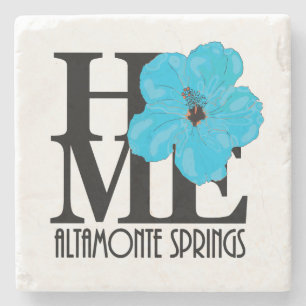 HOME Altamonte Springs Blue Hibiscus Stone Coaster