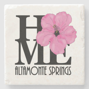 HOME Altamonte Springs Pink Hibiscus Stone Coaster