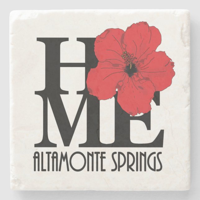 HOME Altamonte Springs Red Hibiscus Stone Coaster (Front)