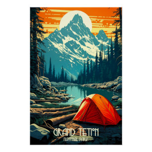 Home Among the Giants Grand Teton Camping Poster