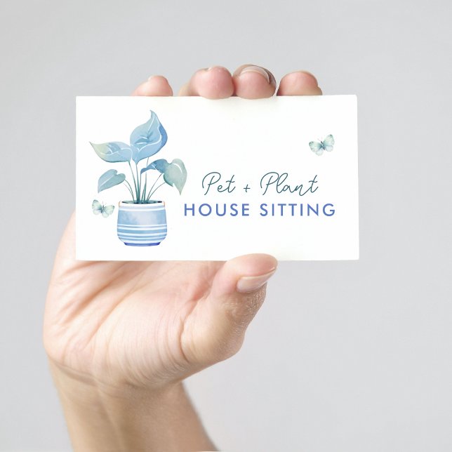 Home and Pet Sitting Potted Plant Cute Business Card (Creator Uploaded)