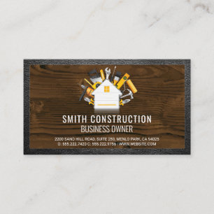 Home and Tools Wood and Leather Business Card