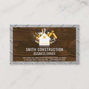 Home and Tools   Wood Metal Grid Pattern Business Card