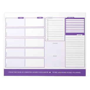 Home and Work Weekly Purple Desck Planner Notepad