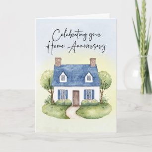 Home Anniversary from Realtor Watercolor House Card