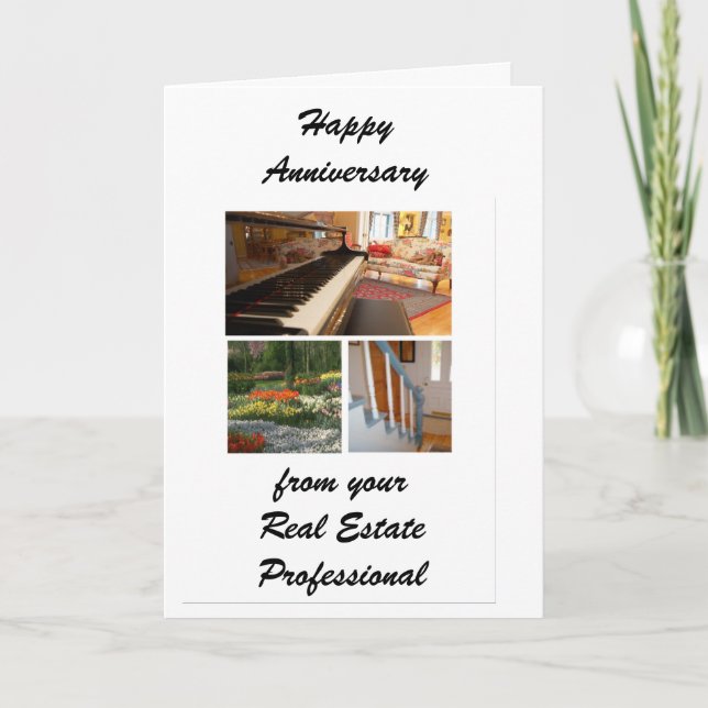 Home Anniversary Real Estate Agent Greeting Card (Front)