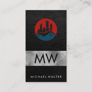 Home Architect Buildings Leather Business Card