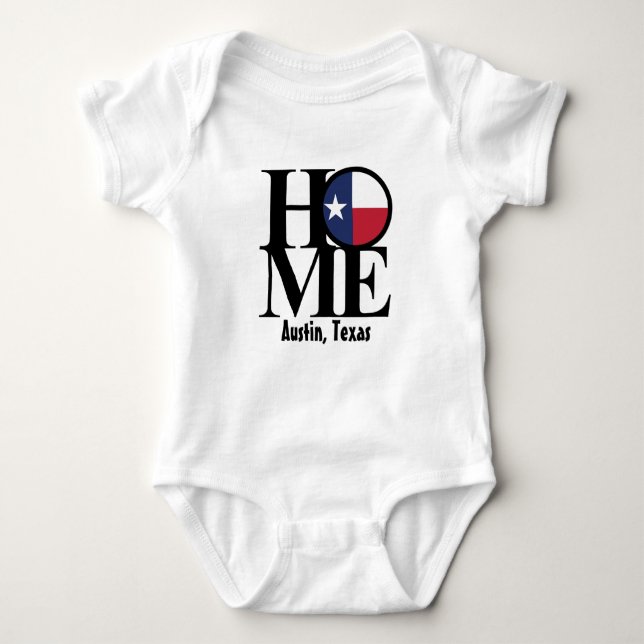 HOME Austin Texas Baby One Piece Baby Bodysuit (Front)