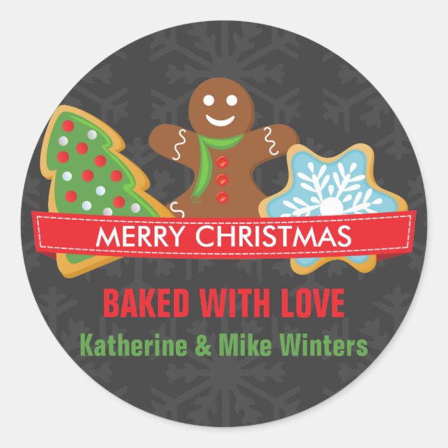 Home Baked Christmas Cookie Classic Round Sticker (Front)