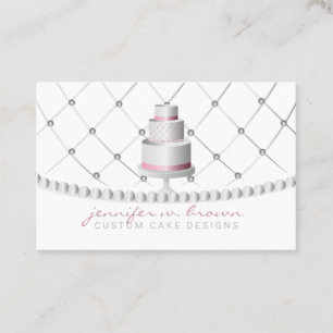 Home Bakers Pink Grey Wedding Birthday Cake Business Card