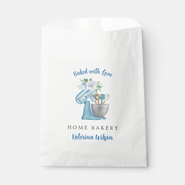 Home Bakery Blue Flower Mixer Favour Bag (Front)