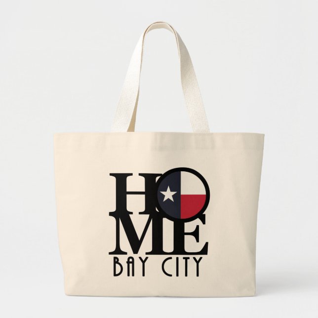 HOME Bay City Texas Large Tote Bag (Front)