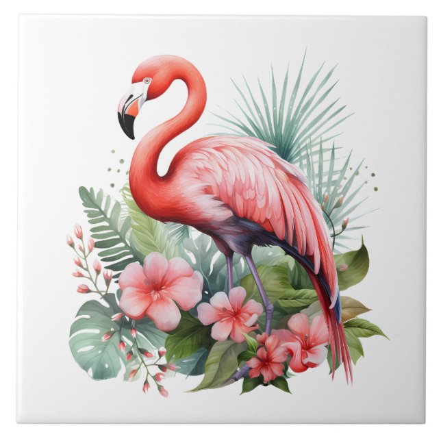 home beach pink flamingo lovers crafting business  ceramic tile (Front)