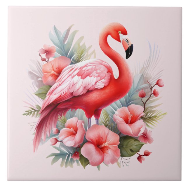home beach pink flamingo lovers crafting business  ceramic tile (Front)