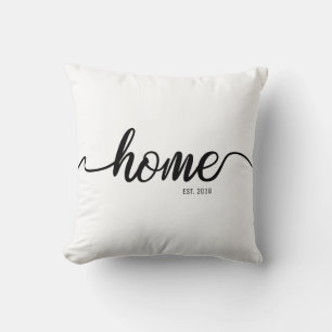 Home black Script with Established Year Cushion