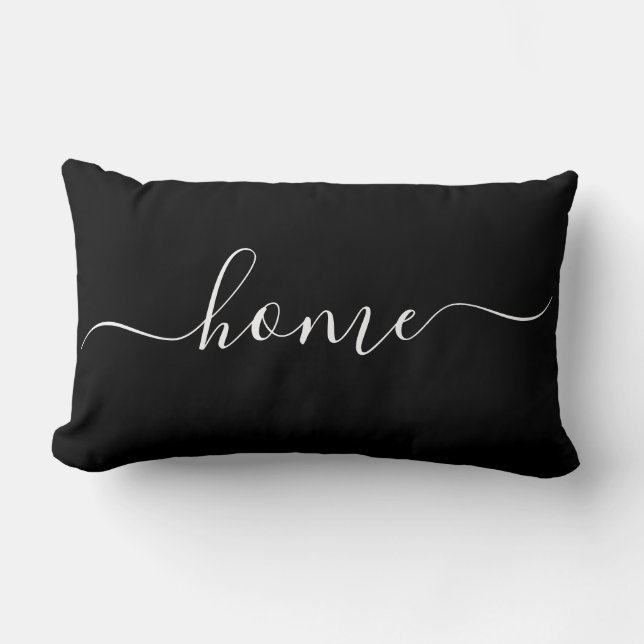 Home Black & White Quote Calligraphy Typography Lumbar Cushion (Front)