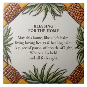 Home Blessing Blessed House Aloe vera themed sign Ceramic Tile
