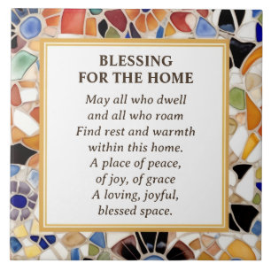 Home Blessing Blessed House colourful faux mosaic Ceramic Tile