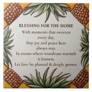 Home Blessing Blessed Succulent Cactus Plant sign Ceramic Tile
