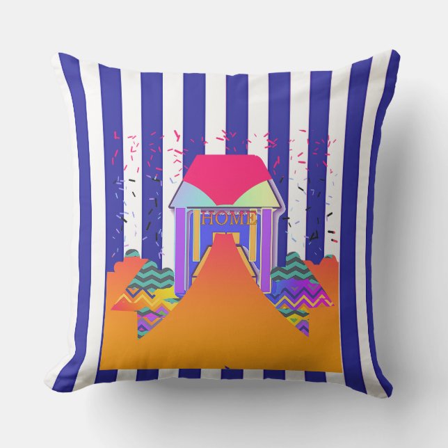 Home Blue Stripes  Cushion (Front)