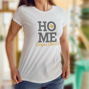 HOME - Bold Letters & Texas Shape Grey Yellow T-Shirt