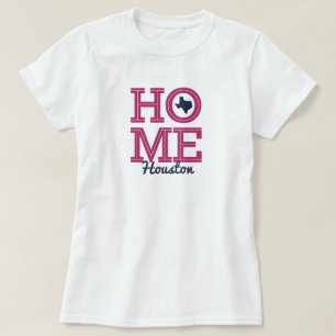 HOME - Bold Letters & Texas Shape Navy Blue Pink T-Shirt