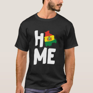 Home Bolivian Roots Map Bolivia Lovers Flag Colour T-Shirt
