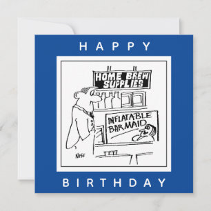 Home Brew Inflatable Barmaid Cartoon Card