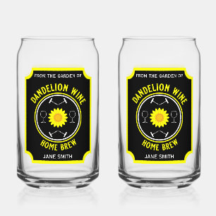 Home Brewed Dandelion Wine Custom Can Glass