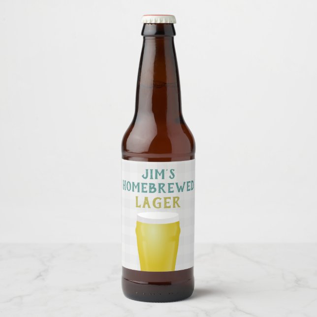 Home-brewed Lager Beer Bottle Label (Front)