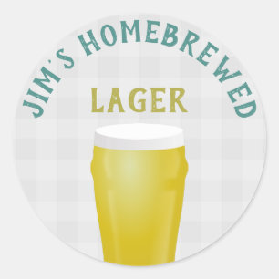 Home-brewed Lager Classic Round Sticker