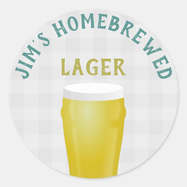 Home-brewed Lager Classic Round Sticker (Front)