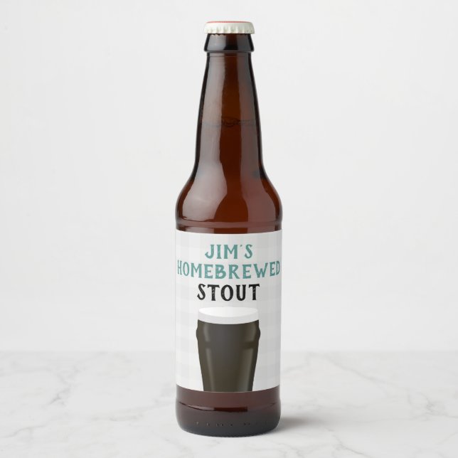 Home-brewed Stout Beer Bottle Label (Front)