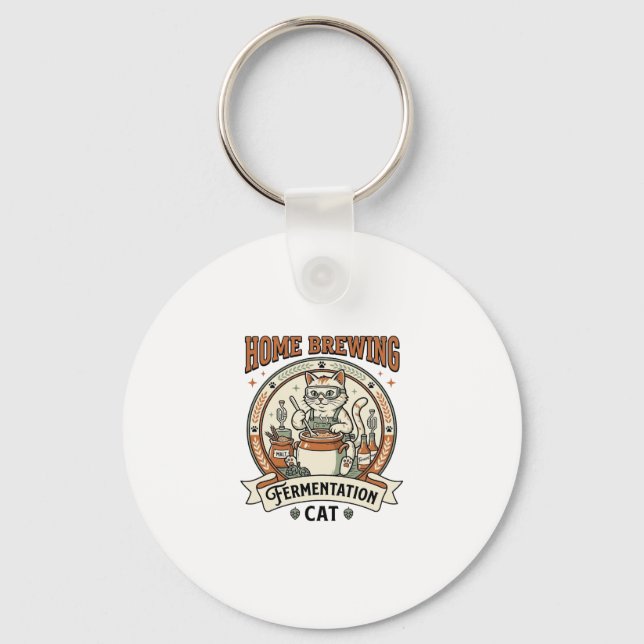 Home Brewing Fermentation Cat Home Brewing Ferment Key Ring (Front)