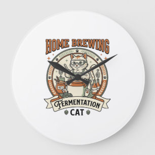 Home Brewing Fermentation Cat Home Brewing Ferment Large Clock