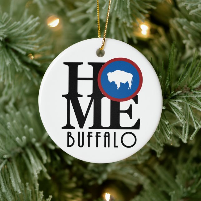 HOME Buffalo Wyoming Ceramic Ornament (Tree)