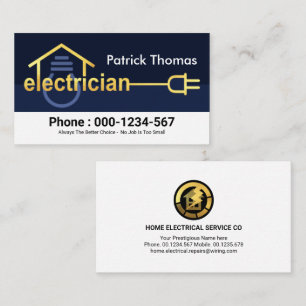 Home Bulb Gold Electrician Circuit Plug Business Card