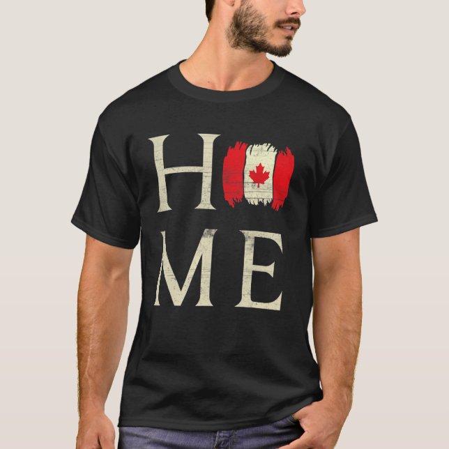 Home Canada Day Maple Proud Canadian Flag Canada T-Shirt (Front)