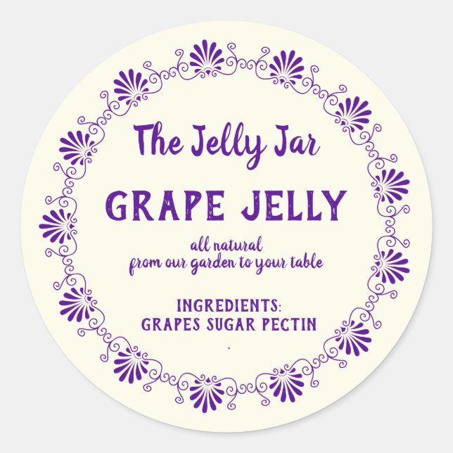 Home Canned Grape Jelly Your Company Name Label (Front)