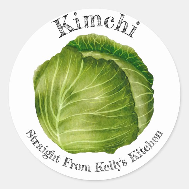 Home Canning Business Cabbage Kimchi Food Label (Front)