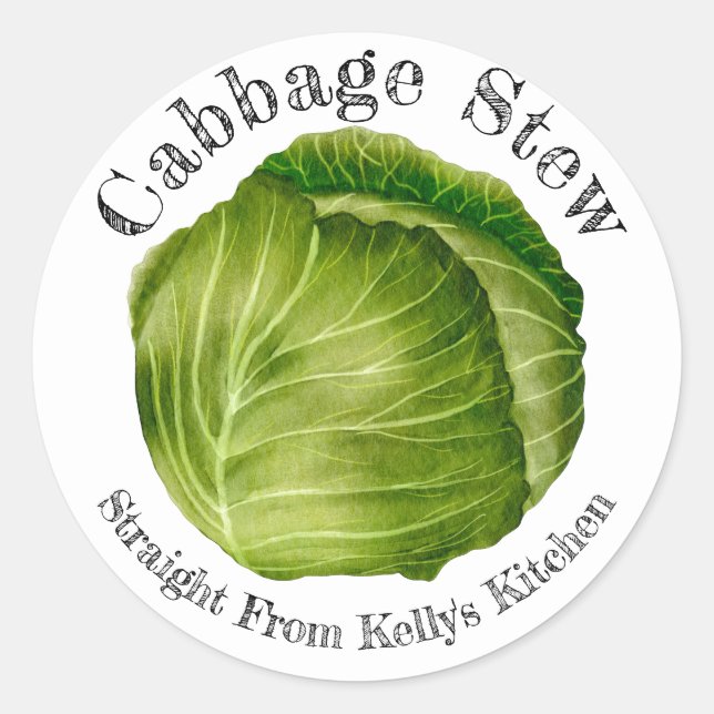 Home Canning Business Cabbage Stew Food Label (Front)